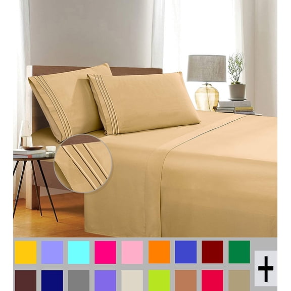 Elegant Comfort 1500 Thread Count Gold Microfiber Flat Sheet Queen (4 Pieces)