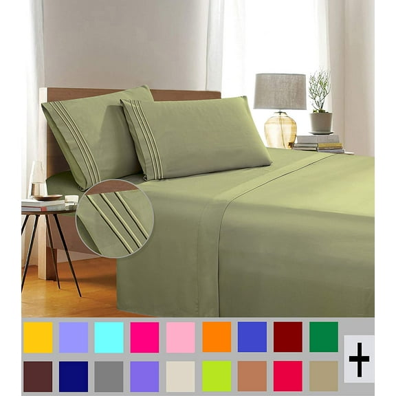 Elegant Comfort 1500 Thread Count Green Microfiber Flat Sheet King (4 Pieces)