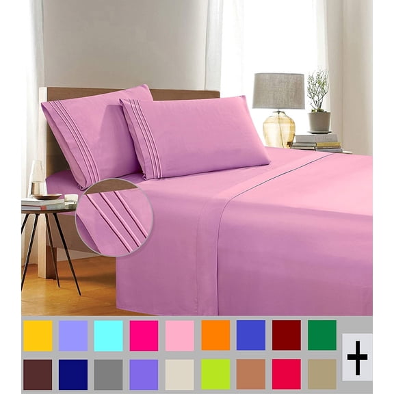 Elegant Comfort 1500 Thread Count Pink Microfiber Flat Sheets King (5 Pieces )