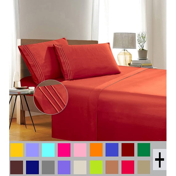 Elegant Comfort 1500 Thread Count Rust Microfiber Flat Sheet Queen (4 Pieces)