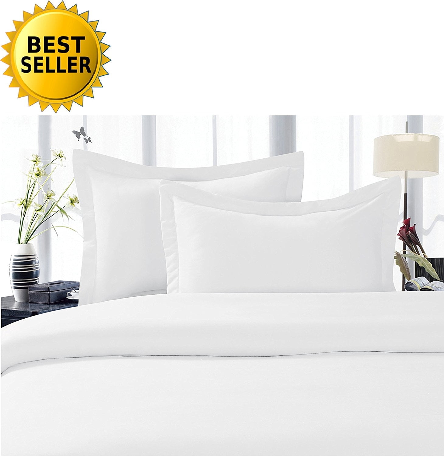 Elegant Comfort 1500 Thread Count White Duvet Cover Set, Full/Queen (3 Count)
