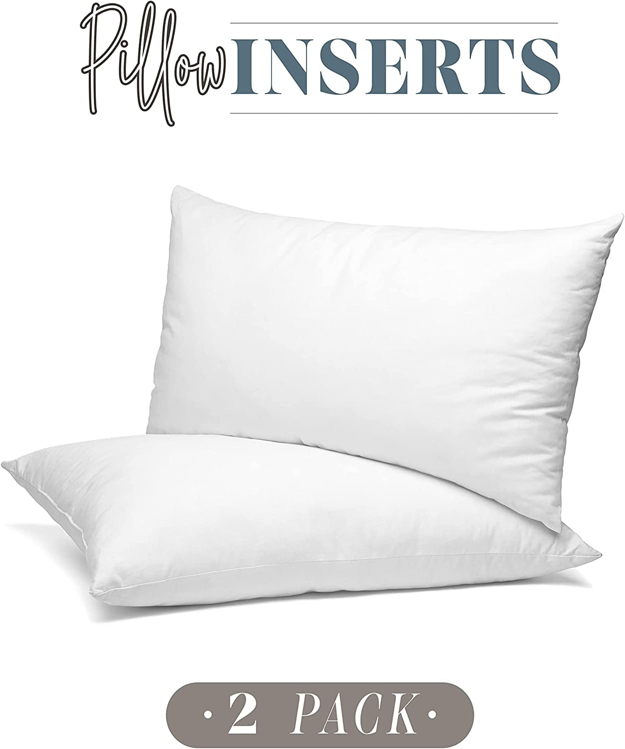 Elegant Comfort 16 x 36 Throw Pillow Inserts - 2-PACK Pillow Insert Poly-Cotton Shell with Siliconized Fiber Filling - Square Form Decorative for Couch Bed Inserts, , 16 x 36 inch