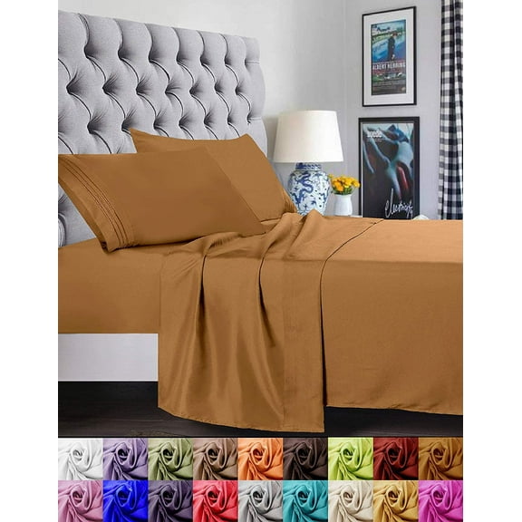 Elegant Comfort 1800 Series Deep Pocket 4pc Bed Sheet Set Bronze
