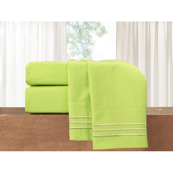 Elegant Comfort 1800 Series Deep Pocket 4pc Bed Sheet Set , California King, Lime