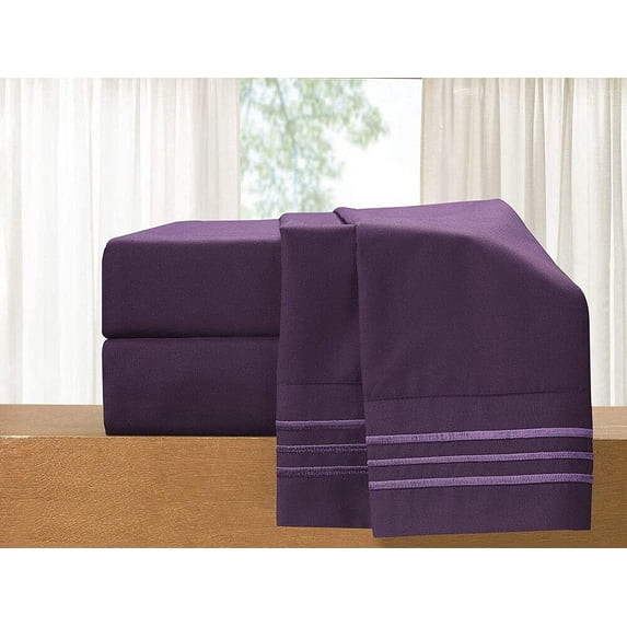 Elegant Comfort 1800 Series Deep Pocket 4pc Bed Sheet Set , California King, Purple