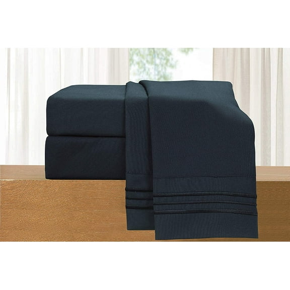 Elegant Comfort 1800 Series Deep Pocket 4pc Bed Sheet Set , Full Black
