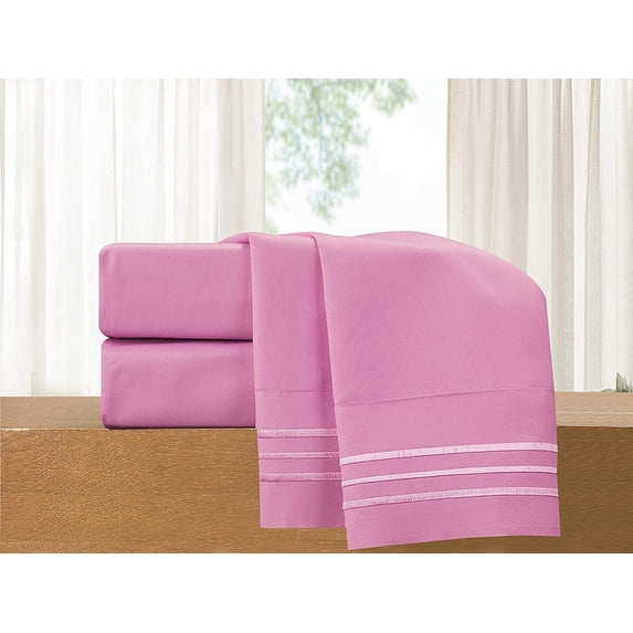 Elegant Comfort 1800 Series Deep Pocket 4pc Bed Sheet Set , Full Light Pink
