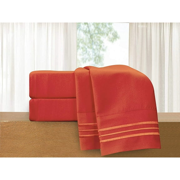 Elegant Comfort 1800 Series Deep Pocket 4pc Bed Sheet Set , Full Rust