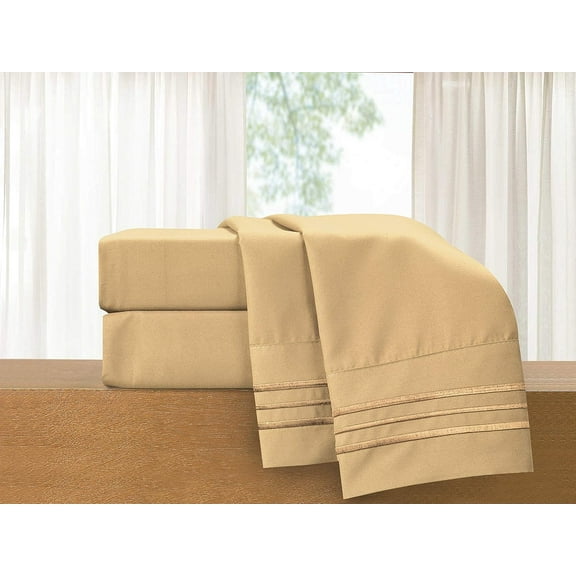 Elegant Comfort 1800 Series Deep Pocket 4pc Bed Sheet Set , King Gold