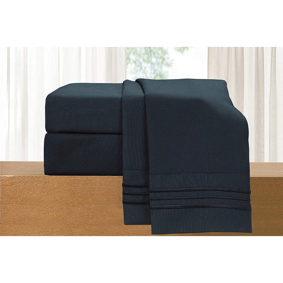 Elegant Comfort 1800 Series Deep Pocket 4pc Bed Sheet Set , Queen Black