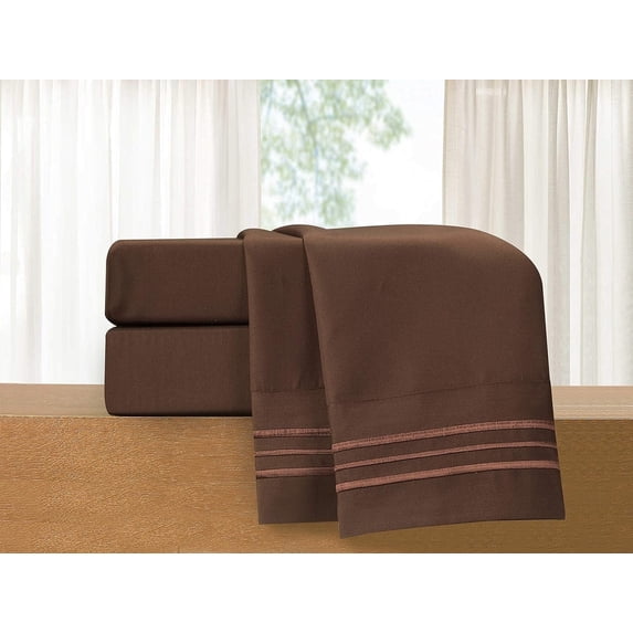 Elegant Comfort 1800 Series Deep Pocket 4pc Bed Sheet Set , Queen Chocolate Brown