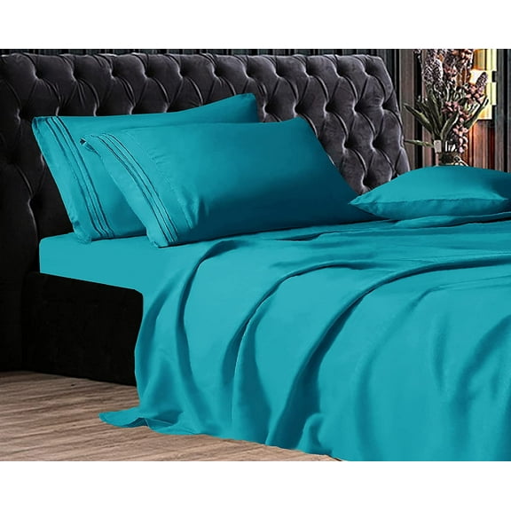 Elegant Comfort 1800 Series Deep Pocket 4pc Bed Sheet Set , Queen Turquoise
