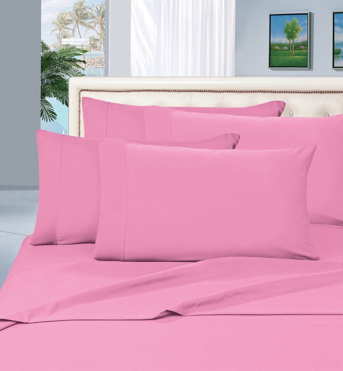 Elegant Comfort 1800 Series Deep Pocket 6pc Bed Sheet Set Pink