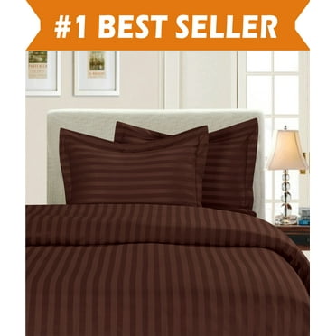 Elegant Comfort, 1800 Thread Count Damask Stripe Duvet Set, King/Calfornia King, Chocolate Brown