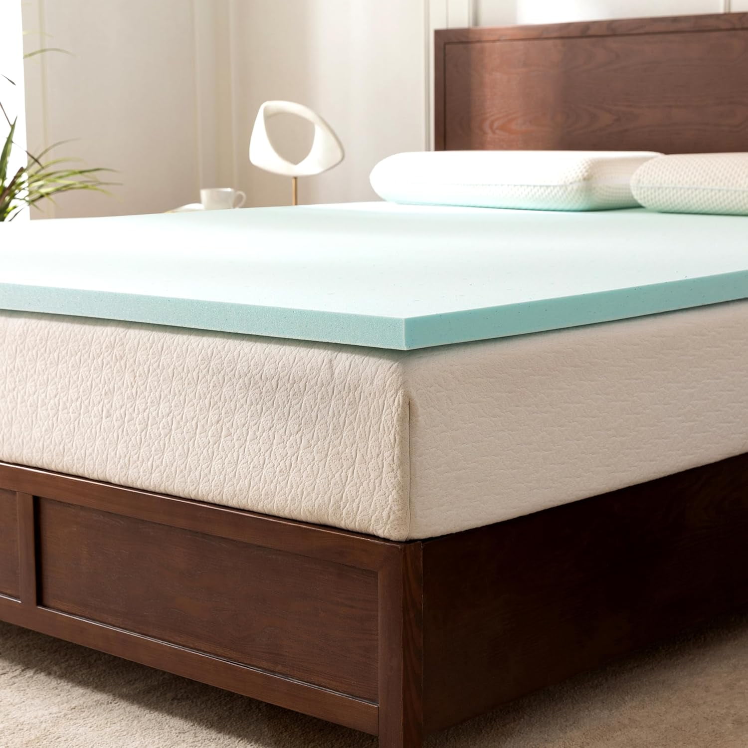 Elegant Comfort 2 Inch Ventilated Memory Foam Mattress Topper – Twin Size, CertiPUR-US Certified, Non-Slip Bottom For Enhanced Sleep 2 thumbnail image