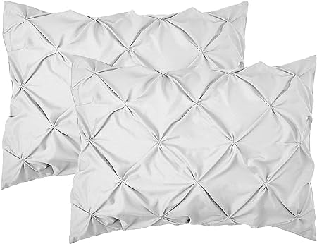 King White Microfiber Pinch Pleat Sham Set