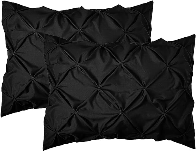 Black Pinch Pleat Microfiber Standard/Queen Sham Set
