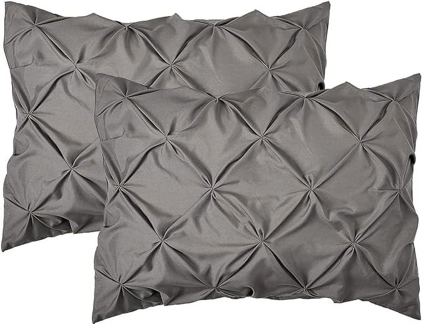 Elegant Gray Microfiber Pinch Pleat Pillow Sham Set