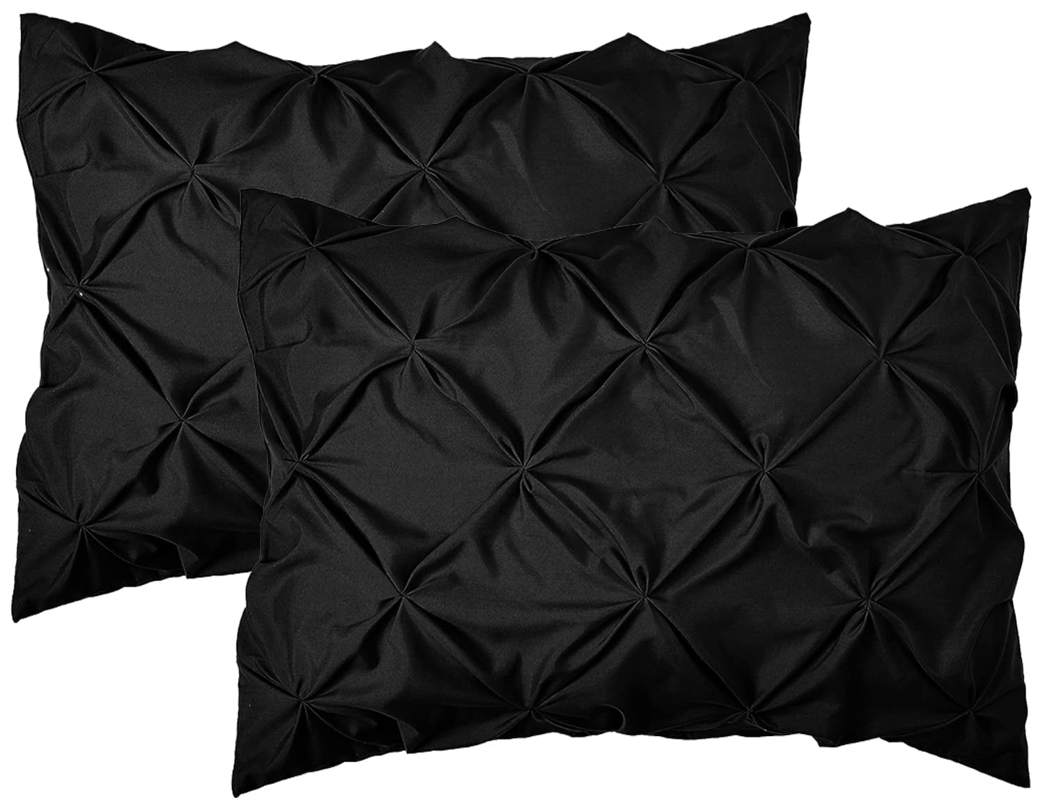 Black Pinch Pleat Microfiber Standard/Queen Sham Set