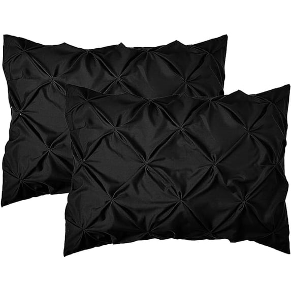 Elegant Comfort 2-Pack Sham Set Pinch Pleat Design Series, Stylish Design-Easy Care, Wrinkle and Stain Resistant, 2-Piece Sham Set, Pleated King, Black