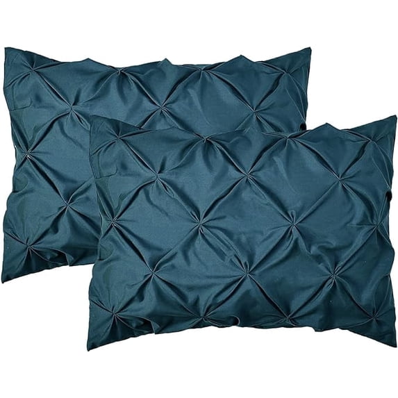 Elegant Comfort 2-Pack Sham Set Pinch Pleat Design, Stylish Design-Easy Care, Wrinkle and Stain Resistant, 2-Piece Sham Set, Pleated Standard/Queen, Navy