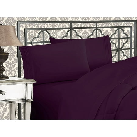 Elegant Comfort 2-Piece 1500 Thread Count Purple Microfiber Bed Sheet Set, Full – Wrinkle Resistant