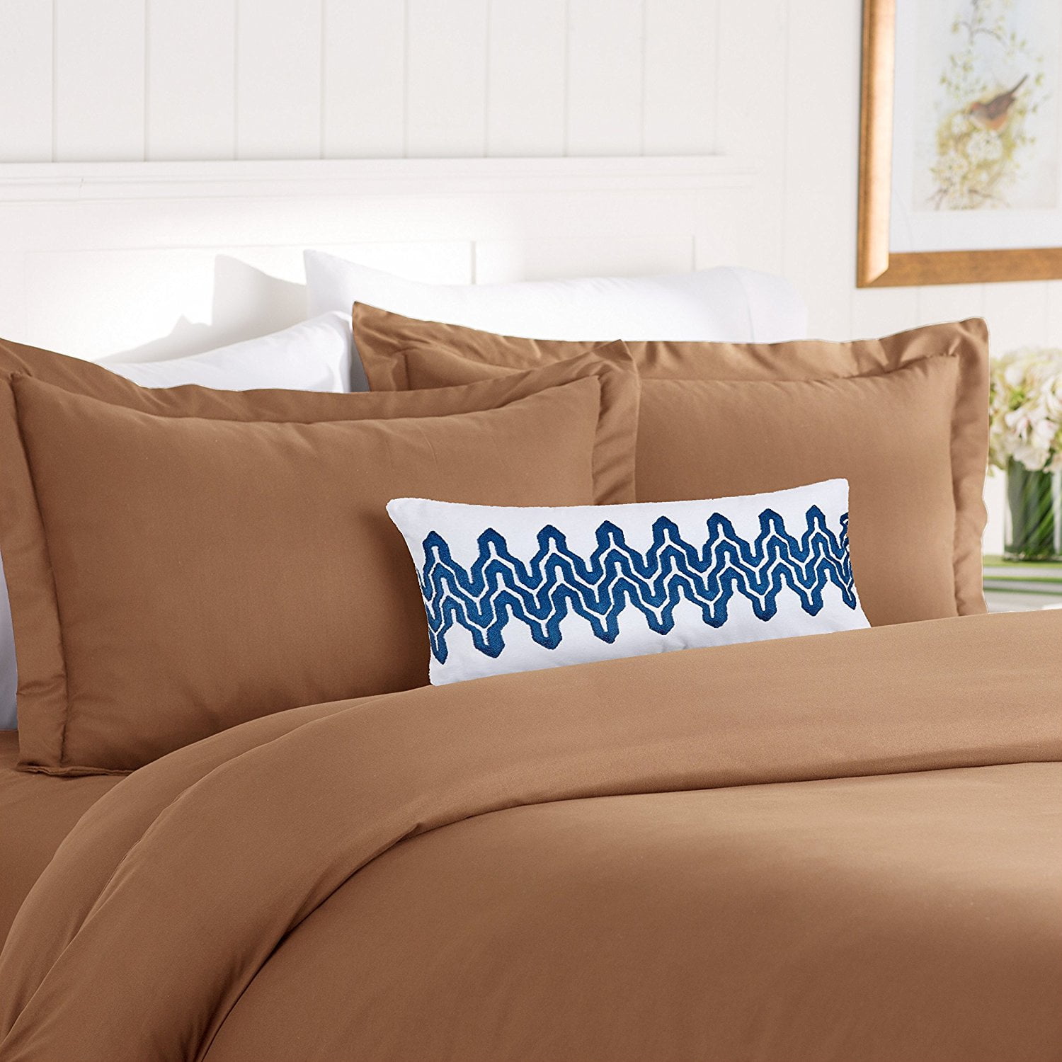 Elegant Comfort, 2 Piece Duvet Set 1500 Series Double Brushed Microfiber Twin/Twin XL Mocha Chocolate, Solid Print