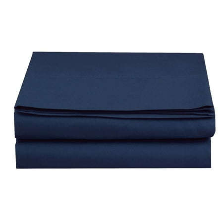 Elegant Comfort 2 Piece Flat Sheet Polyester Queen Blue Solid 1500 Thread Count