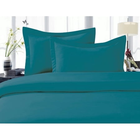 Elegant Comfort 2 Piece Pillowcases King Size Turquoise Solid Print 1800 Thread Count