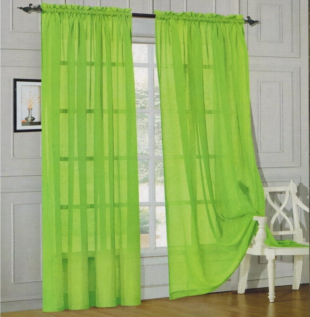 Elegant Comfort 2 Piece Solid SHEER PANEL with ROD POCKET Window
