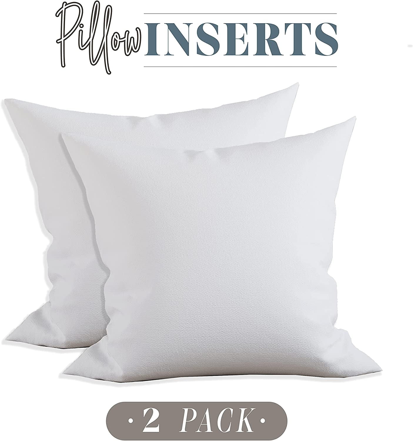Elegant Comfort 24 x 24 Throw Pillow Inserts - 2-Pack Pillow Insert Poly-Cotton Shell with Siliconized Fiber Filling - Square Form Decorative for