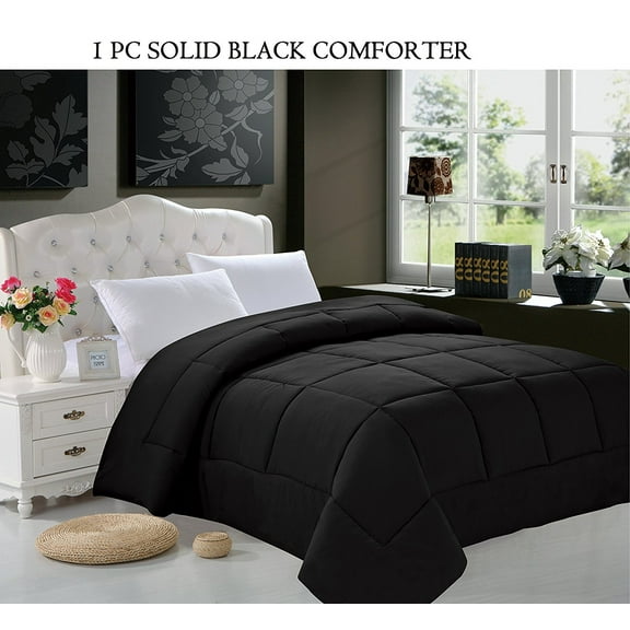 Elegant Comfort 280 Fill Power Black Down Alternative Comforter, Full/Queen
