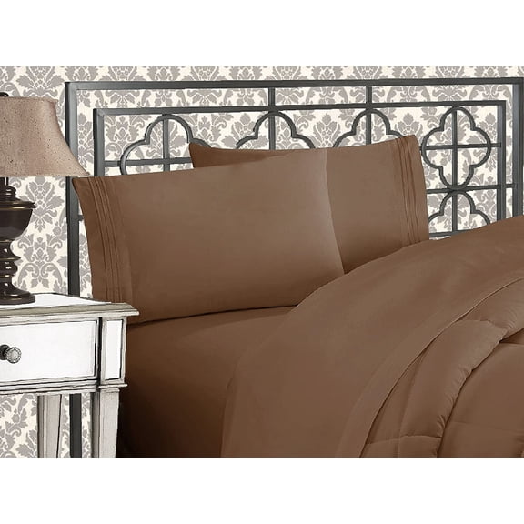 Elegant Comfort 3 Piece Bed Sheets Polyester Queen Gray 1500 Thread Count