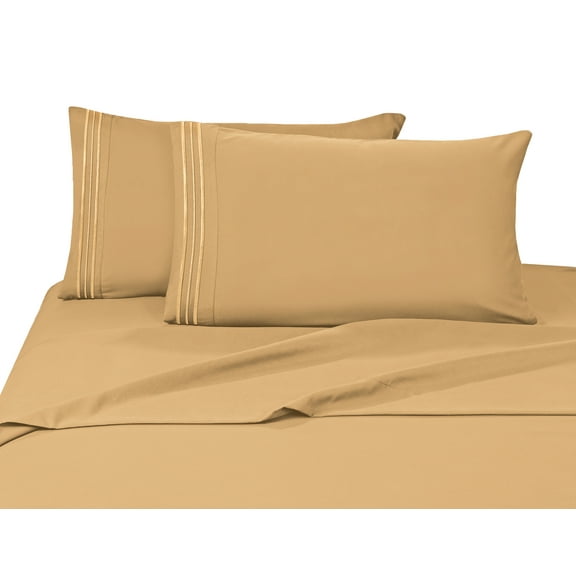 Elegant Comfort 3 Piece Bed Sheets Polyester Twin Gold 1500 Thread Count