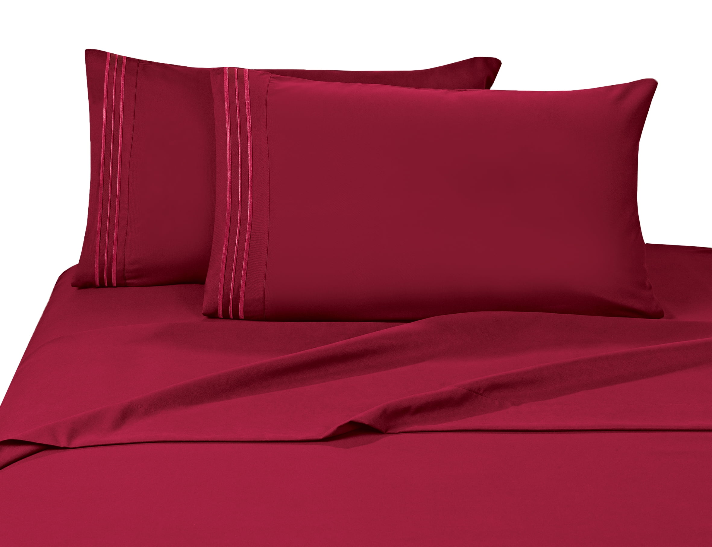 Elegant Comfort 3 Piece Bed Sheets Polyester Twin Red Solid 1500 Thread Count