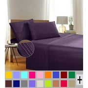 Elegant Comfort 3 Piece Bed Sheets Twin Purple Solid Print 1500 Thread Count Microfiber