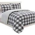 thumbnail image 1 of Elegant Comfort 3-Piece Buffalo Lodge-Plaid Comforter Set, Luxurious, Heavyweight, All Season, Micromink Sherpa-Backing Reversible Micro-Suede, Soft and Plush, King, Gray/White, 1 of 5