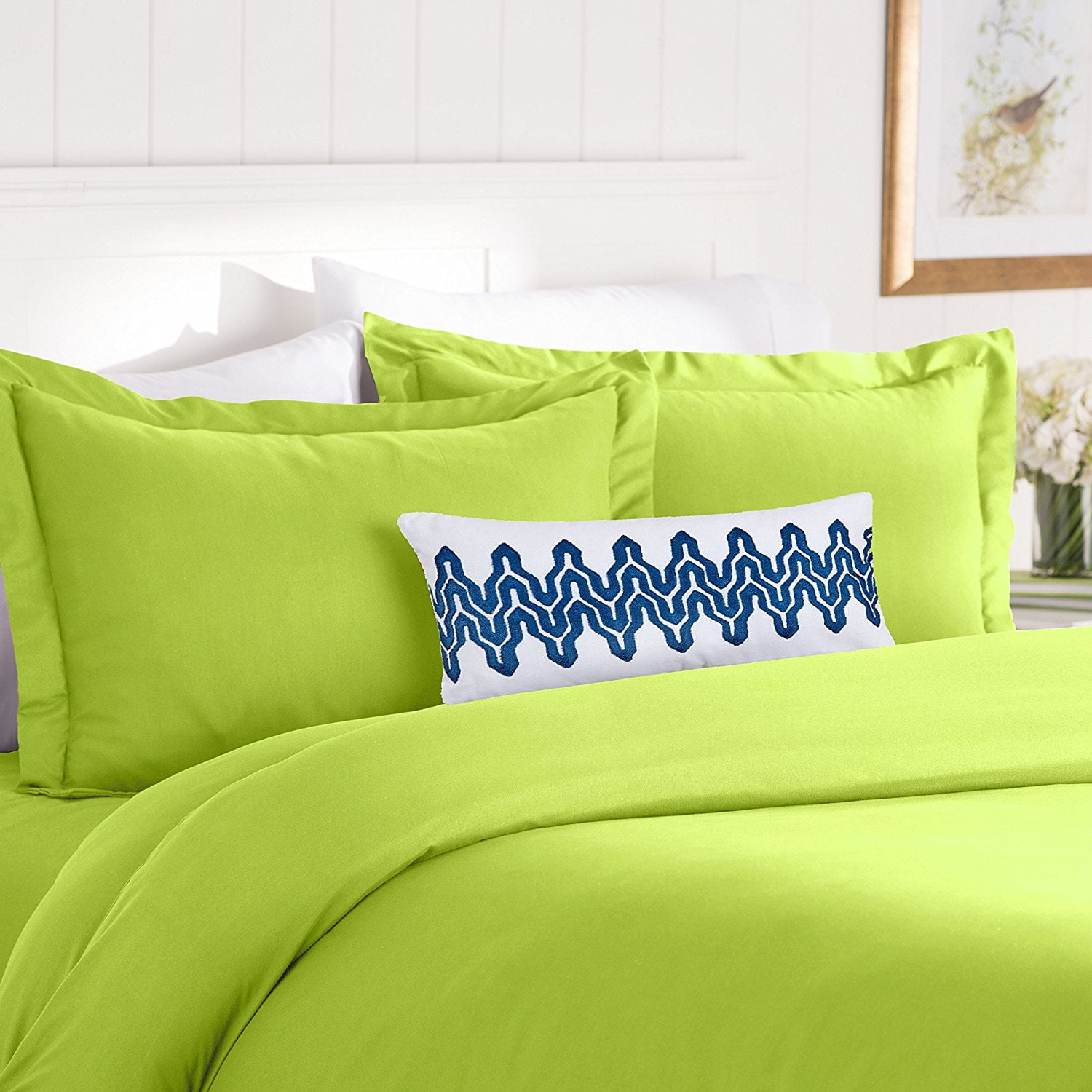 Elegant Comfort, 3 Piece Duvet Set and Two Shams Full/Queen Lime, Green, Solid Print