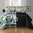 thumbnail image 1 of Elegant Comfort 3-Piece Holiday Rustic Plaid Patchwork Reversible Quilt Set - Soft Bedspread with Matching Pillow Shams, Heavyweight Stitching, All Season Quilted Coverlet - Full, Forest, 1 of 5
