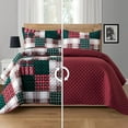 thumbnail image 1 of Elegant Comfort 3-Piece Quilted Bedspread Set, Reversible Plaid Patchwork Design, Ultra Soft All-Season Coverlet with Pillow Shams, Heavyweight Quilt, Twin, Plaid Burgundy, 1 of 5