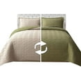 thumbnail image 1 of Elegant Comfort 3-Piece Quilted Reversible Bedspread Coverlet Set with Pillow Shams, Exquisite Majestic Stitching All Season Heavy Weight - Ultra Soft Premium Quilt- Queen, Sage Cream, 1 of 5
