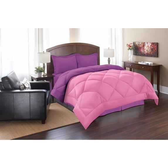 Elegant Comfort 3-Pieces Purple Pink Comforter Bedding Sets, Queen