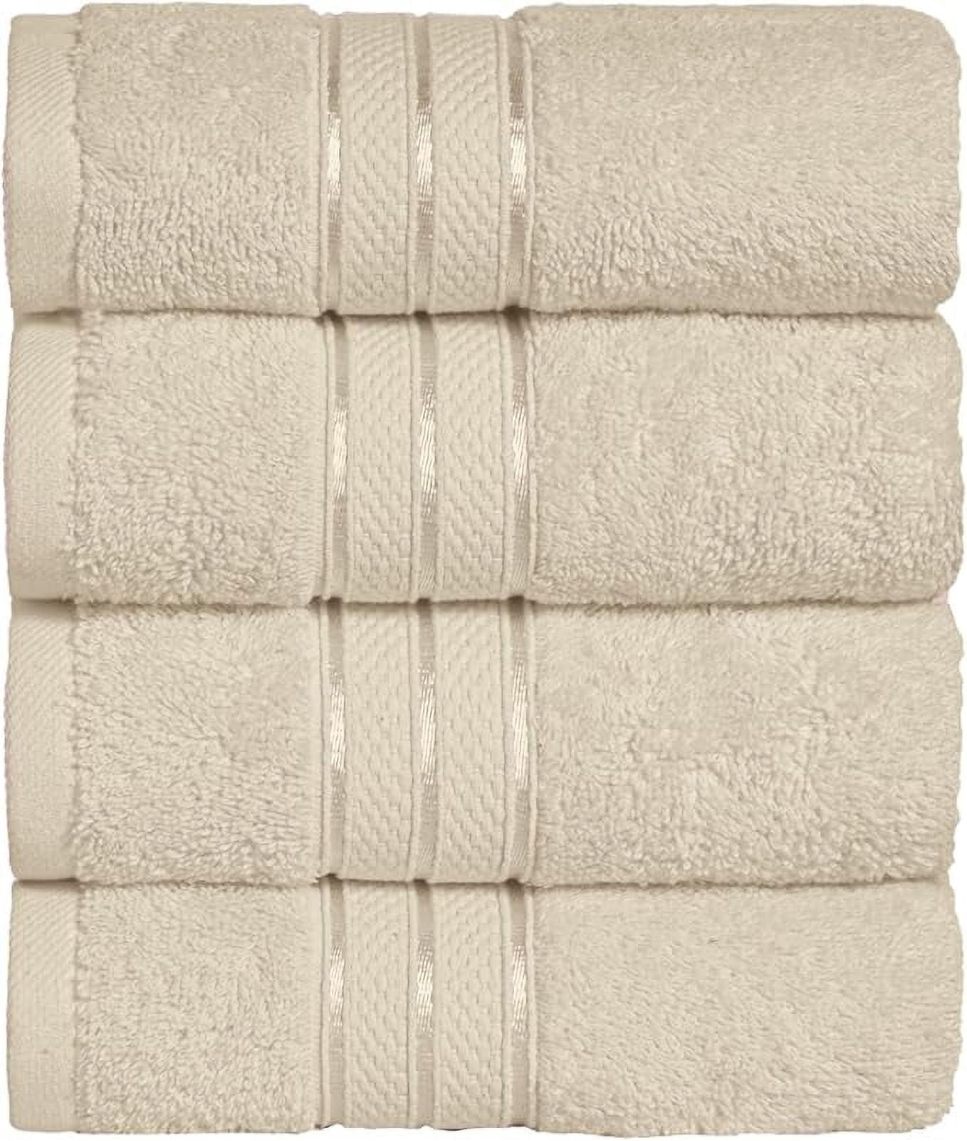 Elegant Comfort 4-Pack Hand Towels Set - Three Line Popcorn Design, Hotel Quality, 16 x 28 Inches, 100% Turkish Cotton, Soft, Quick-Drying, Highly Absorbent - Ivory