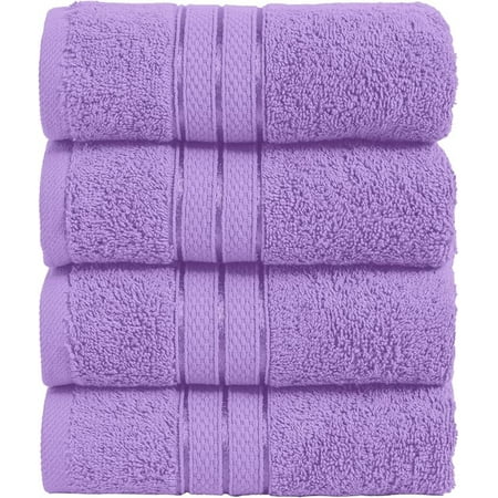 Elegant Comfort 4-Pack Hand Towels Set - Three Line Popcorn Design, Hotel Quality, 16 x 28 Inches, 100% Turkish Cotton, Soft, Quick-Drying, Highly Absorbent - Lavender