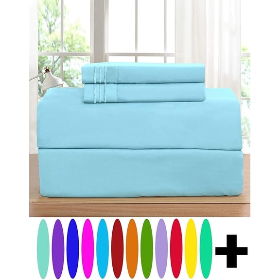 Elegant Comfort 4 Piece Bed Sheets 1500 Series Microfiber, Queen, Aqua
