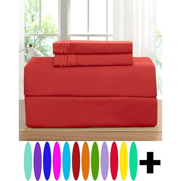 Elegant Comfort 4 Piece Bed Sheets 1500 Series Microfiber, King, Rust