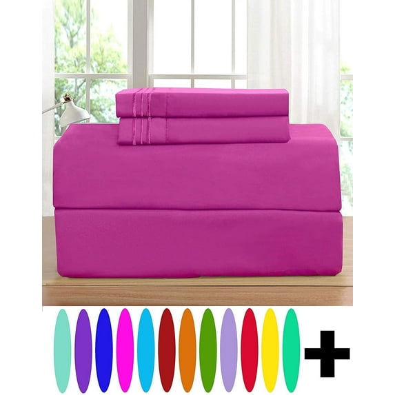 Elegant Comfort 4 Piece Bed Sheets 1500 Series Microfiber, Queen, Pink