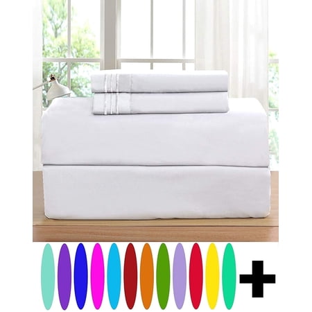Elegant Comfort Queen Bed Sheet Set, 4-Piece Soft Microfiber Sheets, Wrinkle Free Deep Pocket, White