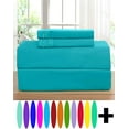 thumbnail image 1 of Elegant Comfort 4 Piece Bed Sheets 1500 Thread Count Microfiber, Split King, Turquoise, 1 of 5