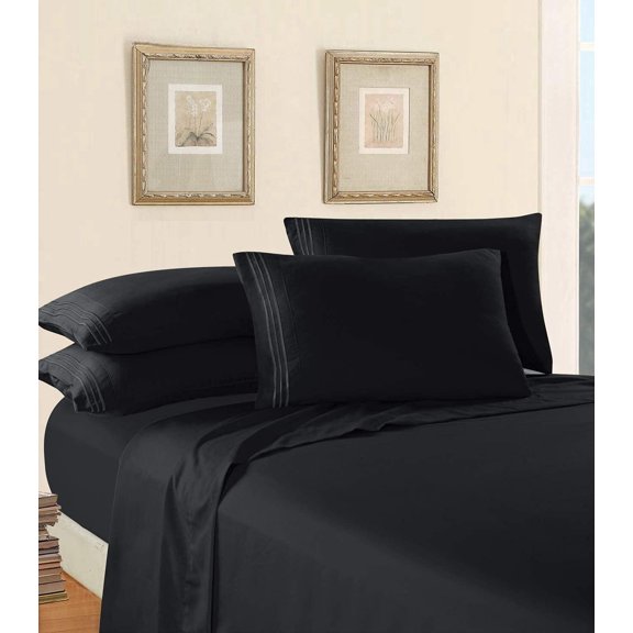 Elegant Comfort 4-Piece Bed Sheets - Microfiber 1500 Thread Count, Twin/Twin XL Black